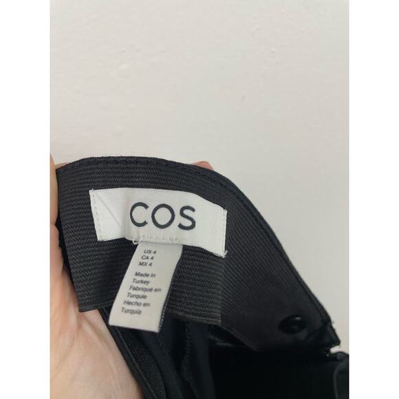 COS black high rise trouser elastic waistband straight leg zipper ankle size 4 - Picture 6 of 7